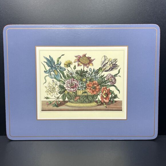 Pimpernel DeLuxe Placemats Set of 6 Floral Arrangement Cork Backed Vtg England - Picture 11 of 13